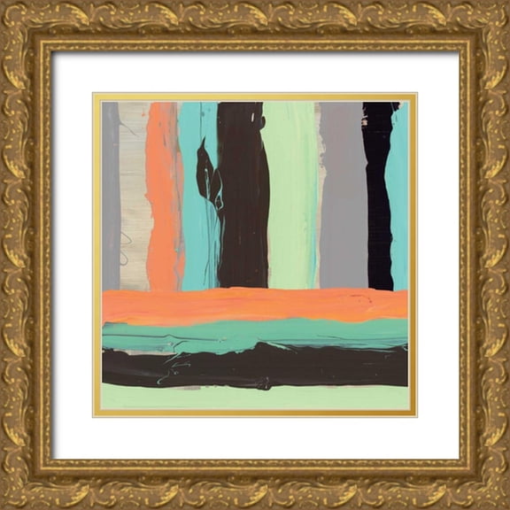 PI Gallery 26x26 Gold Ornate Wood Framed with Double Matting Museum Art Print Titled - Alt Stripes I