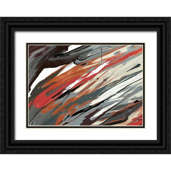 PI Gallery 32x24 Black Ornate Wood Framed with Double Matting Museum Art Print Titled - Like Rain IV