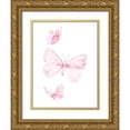thumbnail image 1 of PI Juvenile 25x32 Gold Ornate Wood Framed with Double Matting Museum Art Print Titled - Pink Butterflys I, 1 of 4