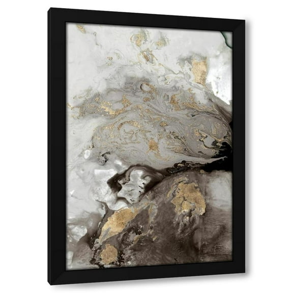 PI Studio 11x14 Black Modern Wood Framed Wall Art Titled - Ocean Splash I Grey Version
