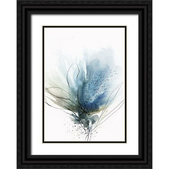 PI Studio 11x14 Black Ornate Wood Framed with Double Matting Museum Art Print Titled - Blooming Blue Flower II