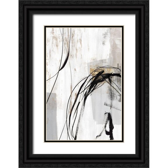 PI Studio 11x14 Black Ornate Wood Framed with Double Matting Museum Art Print Titled - Indentation II