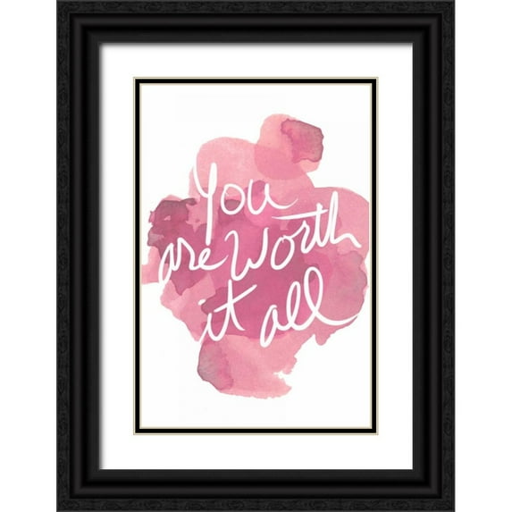 PI Studio 11x14 Black Ornate Wood Framed with Double Matting Museum Art Print Titled - Watercoulours Pink Type III