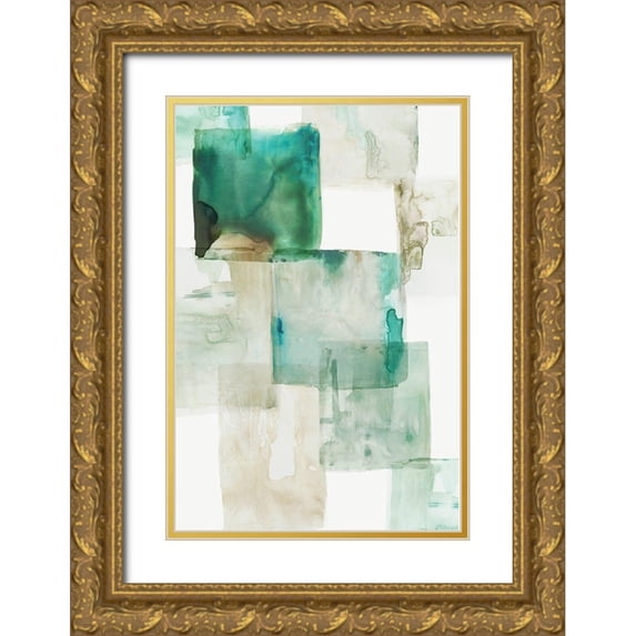 PI Studio 11x14 Gold Ornate Wood Framed with Double Matting Museum Art Print Titled - Aperture II Green Version