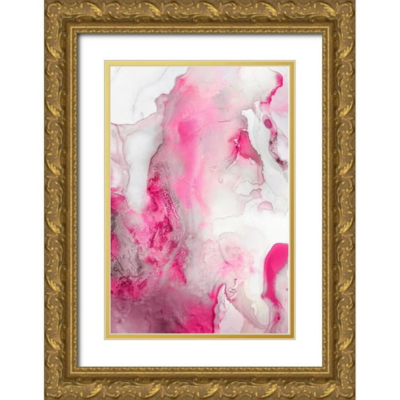 PI Studio 11x14 Gold Ornate Wood Framed with Double Matting Museum Art Print Titled - Mint Bubbles III Blush Version