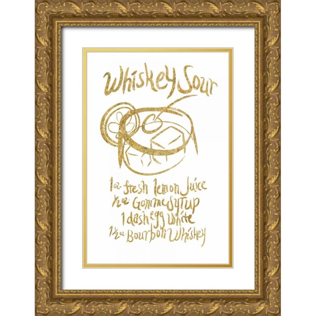 PI Studio 11x14 Gold Ornate Wood Framed with Double Matting Museum Art Print Titled - Whiskey sour Gold