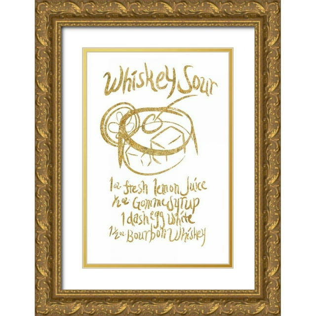 PI Studio 11x14 Gold Ornate Wood Framed with Double Matting Museum Art Print Titled - Whiskey sour Gold