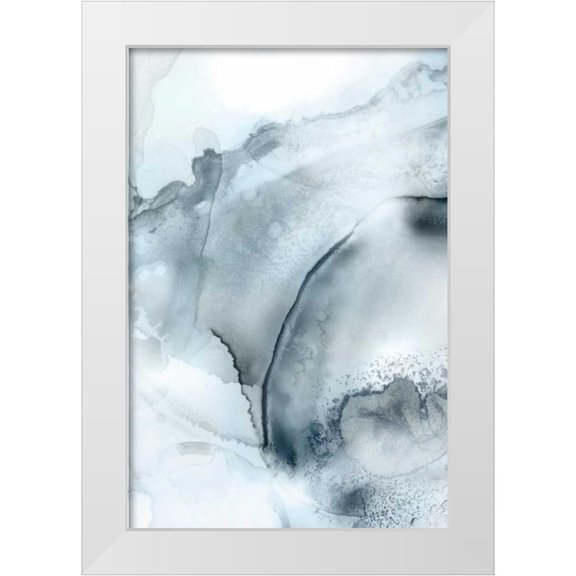 PI Studio 11x14 White Modern Wood Framed Museum Art Print Titled - Mint Bubbles II Indigo Version