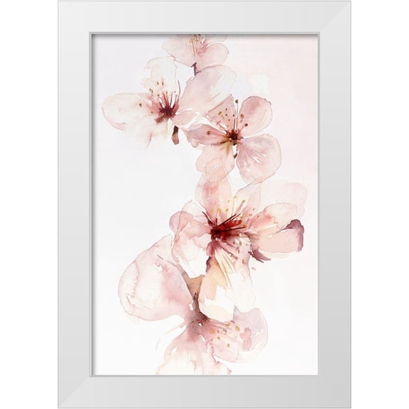 PI Studio 11x14 White Modern Wood Framed Museum Art Print Titled - Watercolor Blossoms III