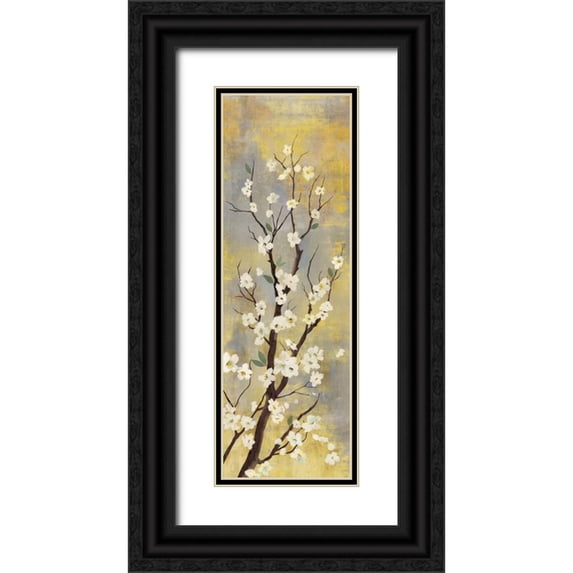PI Studio 11x24 Black Ornate Wood Framed with Double Matting Museum Art Print Titled - Blossoms I