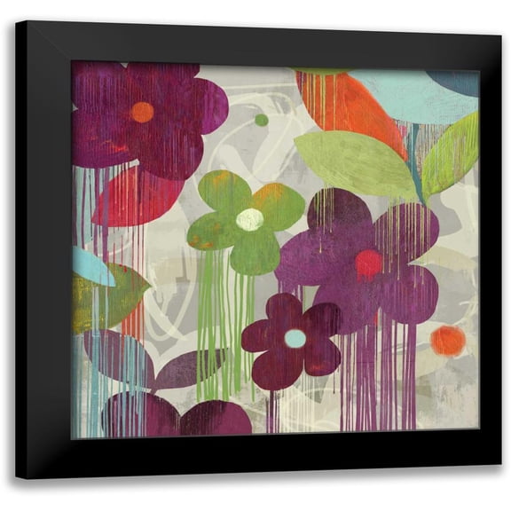 PI Studio 12x12 Black Modern Framed Museum Art Print Titled - Graphitti Flower I