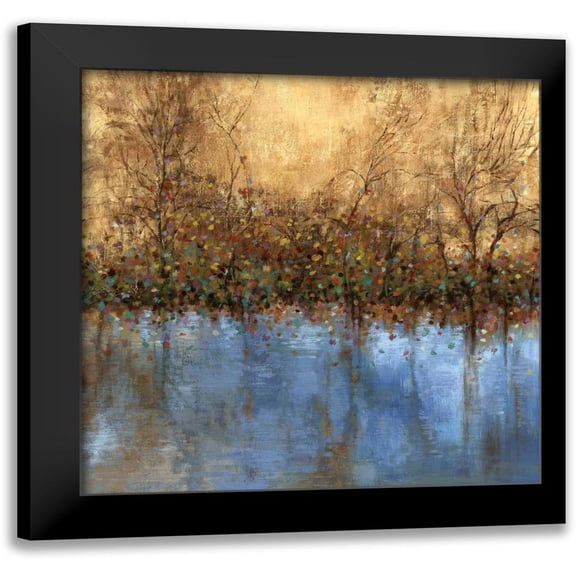 PI Studio 12x12 Black Modern Framed Museum Art Print Titled - Indigo Landscape