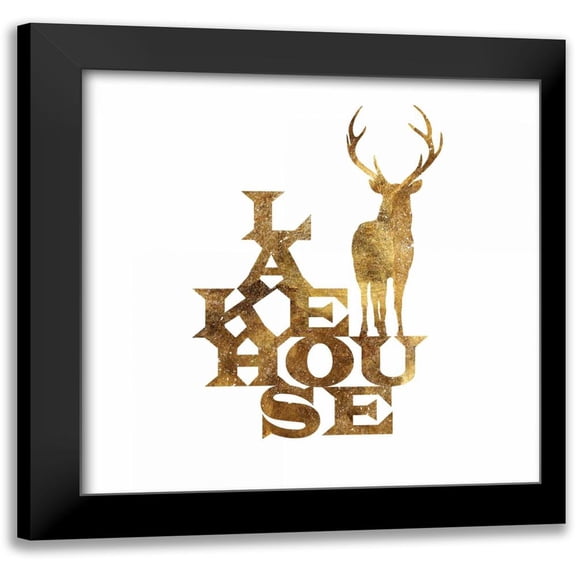 PI Studio 12x12 Black Modern Framed Museum Art Print Titled - Lakehouse Stag Su
