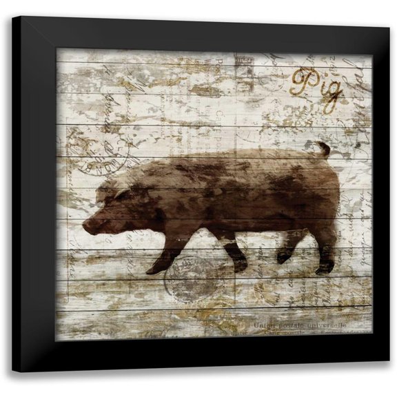 PI Studio 12x12 Black Modern Framed Museum Art Print Titled - Pig