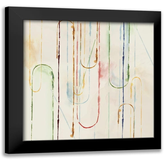 PI Studio 12x12 Black Modern Framed Museum Art Print Titled - Rainbow Paper Clips II