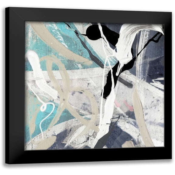 PI Studio 12x12 Black Modern Framed Museum Art Print Titled - Tangled IV Teal Version
