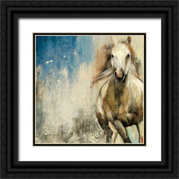 PI Studio 12x12 Black Ornate Wood Framed with Double Matting Museum Art Print Titled - Horses I