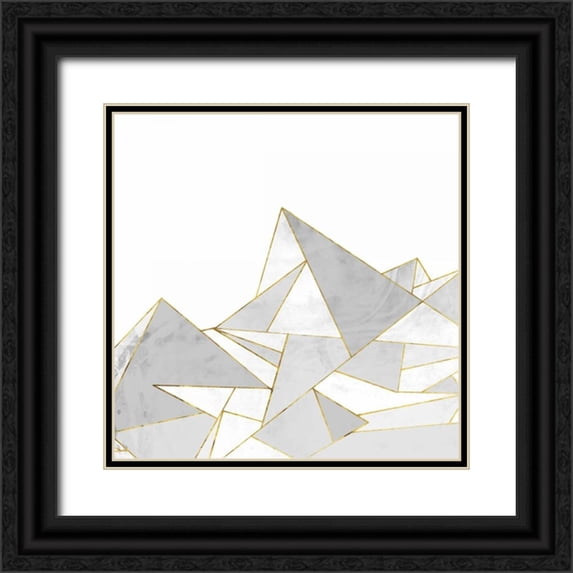 PI Studio 12x12 Black Ornate Wood Framed with Double Matting Museum Art Print Titled - Marbled Geo Mountains II