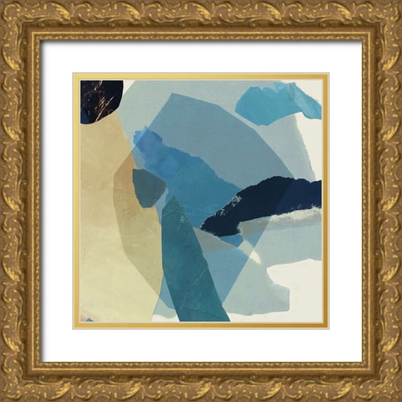 PI Studio 12x12 Gold Ornate Wood Framed with Double Matting Museum Art Print Titled - Blue Tissue Paper I