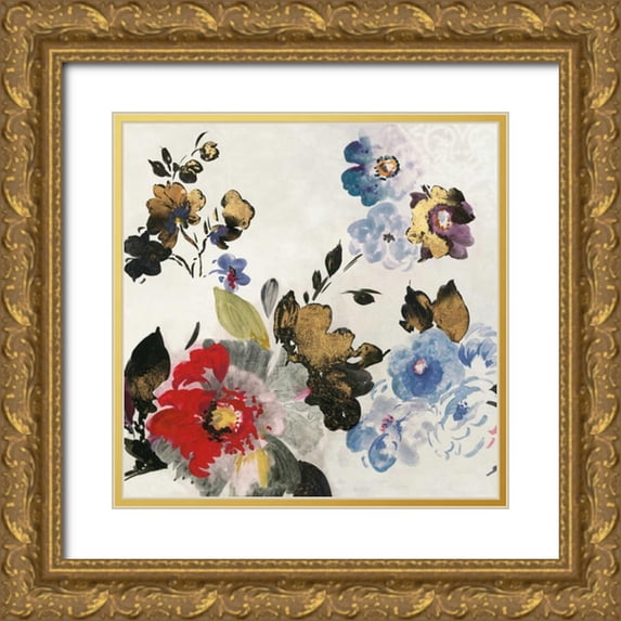 PI Studio 12x12 Gold Ornate Wood Framed with Double Matting Museum Art Print Titled - French Flower I