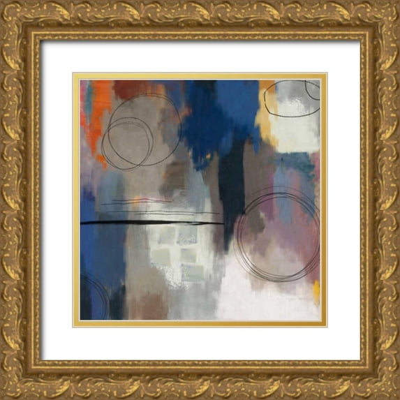 PI Studio 12x12 Gold Ornate Wood Framed with Double Matting Museum Art Print Titled - Indigo Touch II