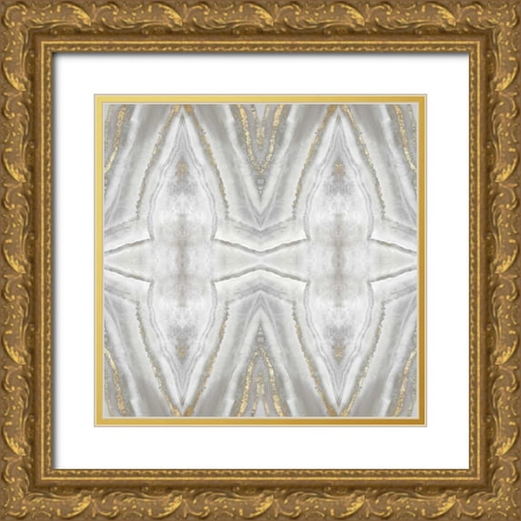 PI Studio 12x12 Gold Ornate Wood Framed with Double Matting Museum Art Print Titled - Neutral Kaleidoscope II