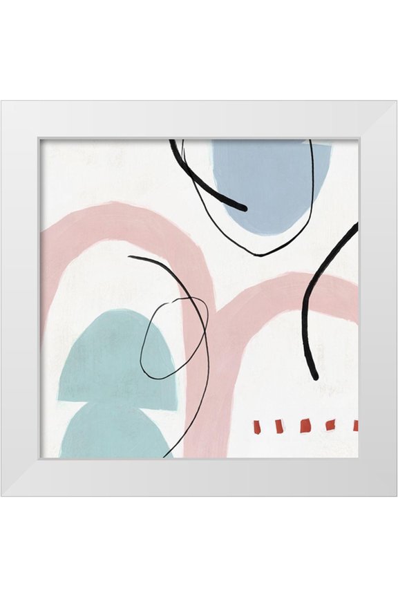 PI Studio  12x12 White Modern Wood Framed Museum Art Print Titled - Elasticity I Blush Version