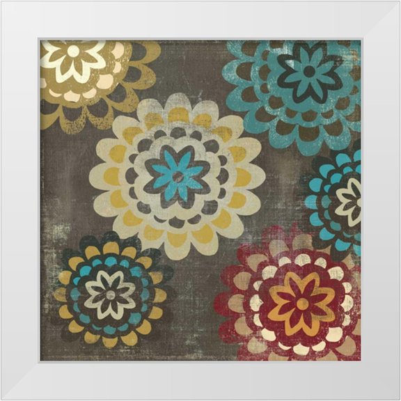 PI Studio 12x12 White Modern Wood Framed Museum Art Print Titled - Floral Pattern II