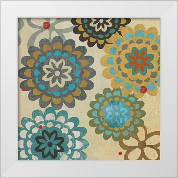 PI Studio 12x12 White Modern Wood Framed Museum Art Print Titled - Floral Pattern I