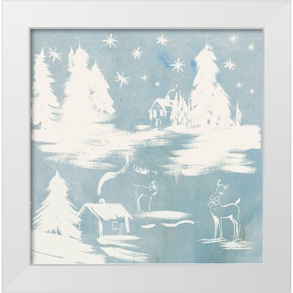 PI Studio 12x12 White Modern Wood Framed Museum Art Print Titled - Frosty Village