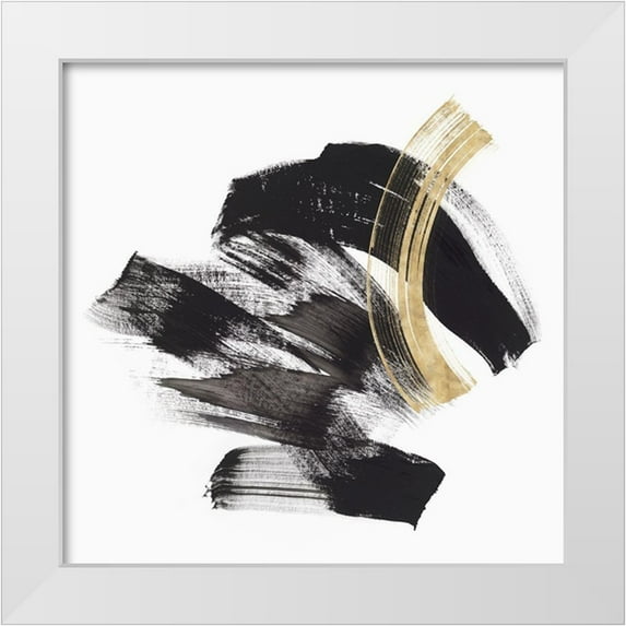 PI Studio 12x12 White Modern Wood Framed Museum Art Print Titled - Golden Brushstroke II