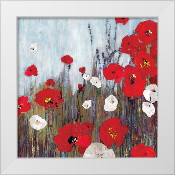 PI Studio 12x12 White Modern Wood Framed Museum Art Print Titled - Passion Poppies II