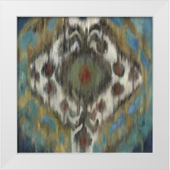 PI Studio 12x12 White Modern Wood Framed Museum Art Print Titled - Peacock Ikat