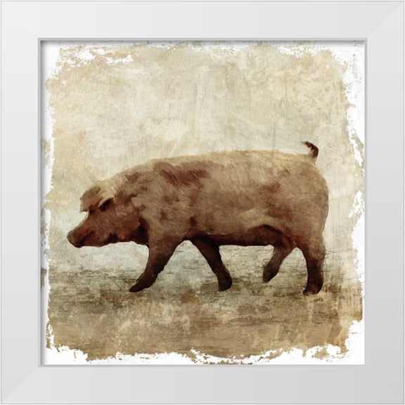PI Studio 12x12 White Modern Wood Framed Museum Art Print Titled - Pig white border
