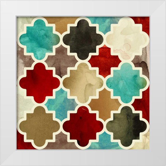 PI Studio 12x12 White Modern Wood Framed Museum Art Print Titled - Watercolour Latticework