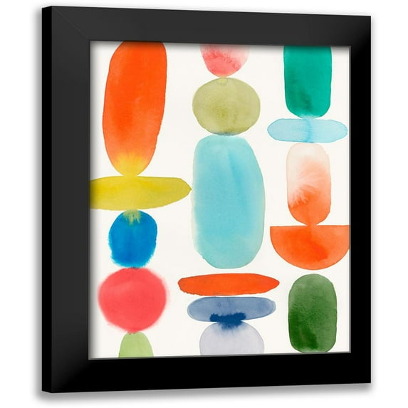 PI Studio 12x14 Black Modern Framed Museum Art Print Titled - Colourful Shapes II
