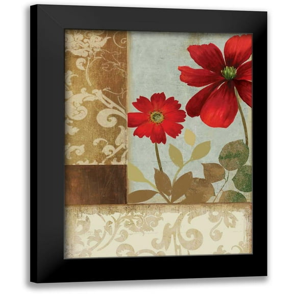 PI Studio 12x14 Black Modern Framed Museum Art Print Titled - Floral Damask II