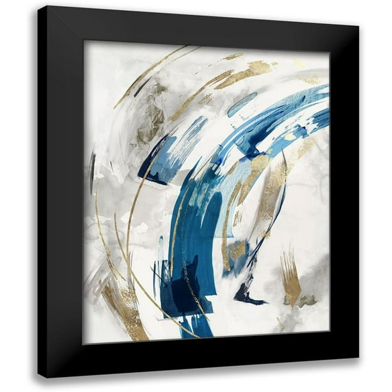 PI Studio 12x14 Black Modern Framed Museum Art Print Titled - Indigo Crescent IÂ 