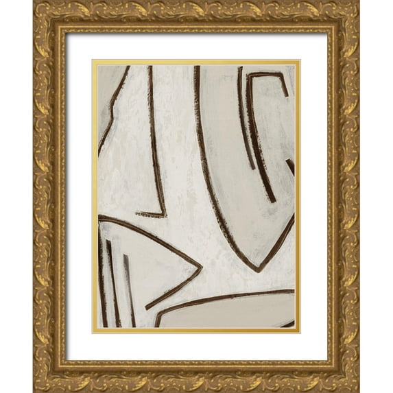 PI Studio 12x14 Gold Ornate Wood Framed with Double Matting Museum Art Print Titled - Line Work II