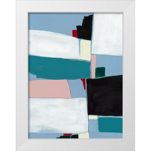 PI Studio 12x14 White Modern Wood Framed Museum Art Print Titled - Blue Lattice III