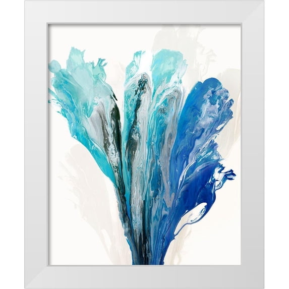 PI Studio 12x14 White Modern Wood Framed Museum Art Print Titled - Blue Paint Fan I
