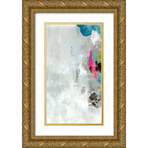 PI Studio 12x18 Gold Ornate Wood Framed with Double Matting Museum Art Print Titled - Touch of Blue I