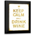 thumbnail image 1 of PI Studio 13x18 Black Modern Framed Museum Art Print Titled - Keep Calm and Drink Wine Gold, 1 of 5