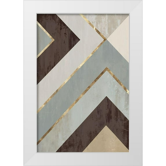 PI Studio 13x18 White Modern Wood Framed Museum Art Print Titled - Golden Lines II