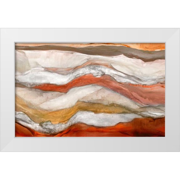 PI Studio 14x10 White Modern Wood Framed Museum Art Print Titled - Waves Cinnamon Version