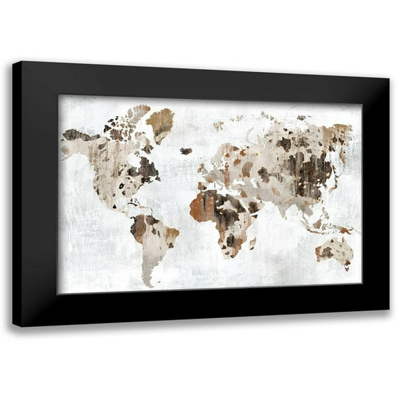 PI Studio 14x11 Black Modern Framed Museum Art Print Titled - Cowhide Map