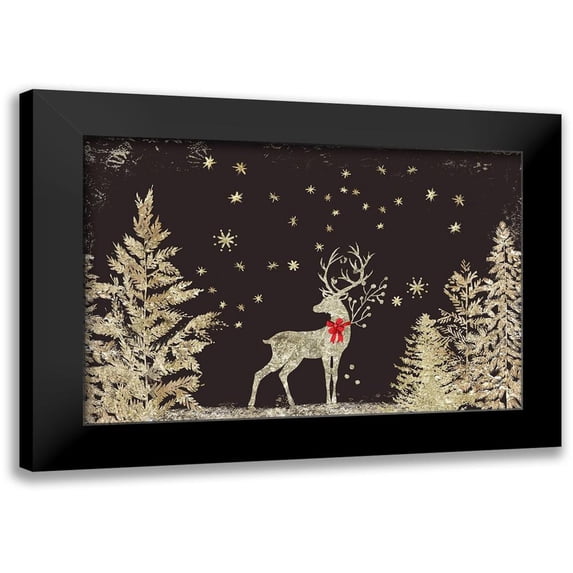PI Studio 14x11 Black Modern Framed Museum Art Print Titled - Prancer At Night