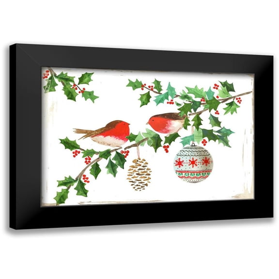 PI Studio 14x11 Black Modern Framed Museum Art Print Titled - Two Red Birds