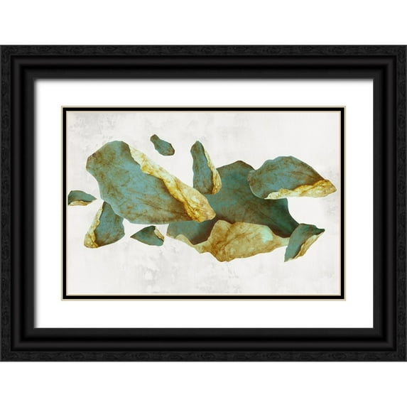 PI Studio 14x11 Black Ornate Wood Framed with Double Matting Museum Art Print Titled - Golden Pyrite