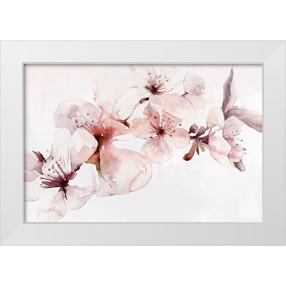 PI Studio  14x11 White Modern Wood Framed Museum Art Print Titled - Watercolor Blossoms I